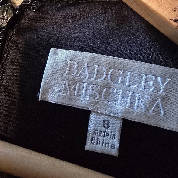 Badgley Mischka Black Asymmetrical Sheath Dress - Picture 5 of 6